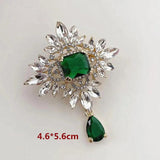 Green Crystal Brooch Women Ladies Jewelry Sweater Accessories Scarf Pins
