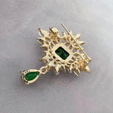 Green Crystal Brooch Women Ladies Jewelry Sweater Accessories Scarf Pins