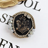 Big Camellia Crystal Chain Tassels Brooch