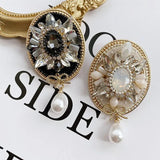 Big Camellia Crystal Chain Tassels Brooch