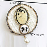 Big Camellia Crystal Chain Tassels Brooch