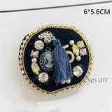 Big Camellia Crystal Chain Tassels Brooch