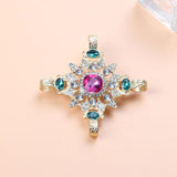 Vintage Court Baroque Rhinestone Cross Brooch Metal Large Brooch Women's Pin