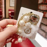 Mink Hair Beads Brooches Round Pin Tassel Lapel Pin