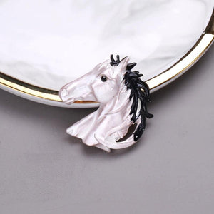 Beaut&Berry 2-Horse Head Brooches for Men Vintage Punk Style Suit Accessories