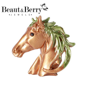 Beaut&Berry 2-Horse Head Brooches for Men Vintage Punk Style Suit Accessories