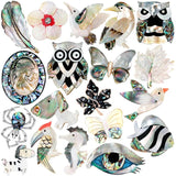 Vintage Abalone Shells Butterfly Cat Brooches For Women