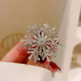 Rotatable Spinner Snowflake Brooch for Women Wedding Christmas