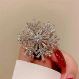 Rotatable Spinner Snowflake Brooch for Women Wedding Christmas