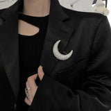 Moon Pattern Crystal Lapel Pin Rhinestone Brooch