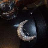 Moon Pattern Crystal Lapel Pin Rhinestone Brooch