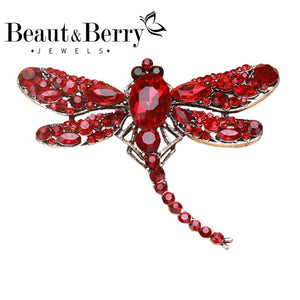 Big Crystal Dragonfly Brooch 5-Color Alloy Insects Pin