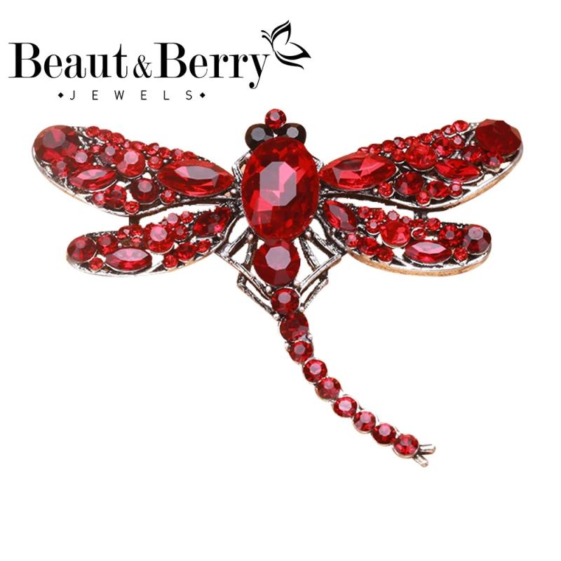 Big Crystal Dragonfly Brooch 5-Color Alloy Insects Pin
