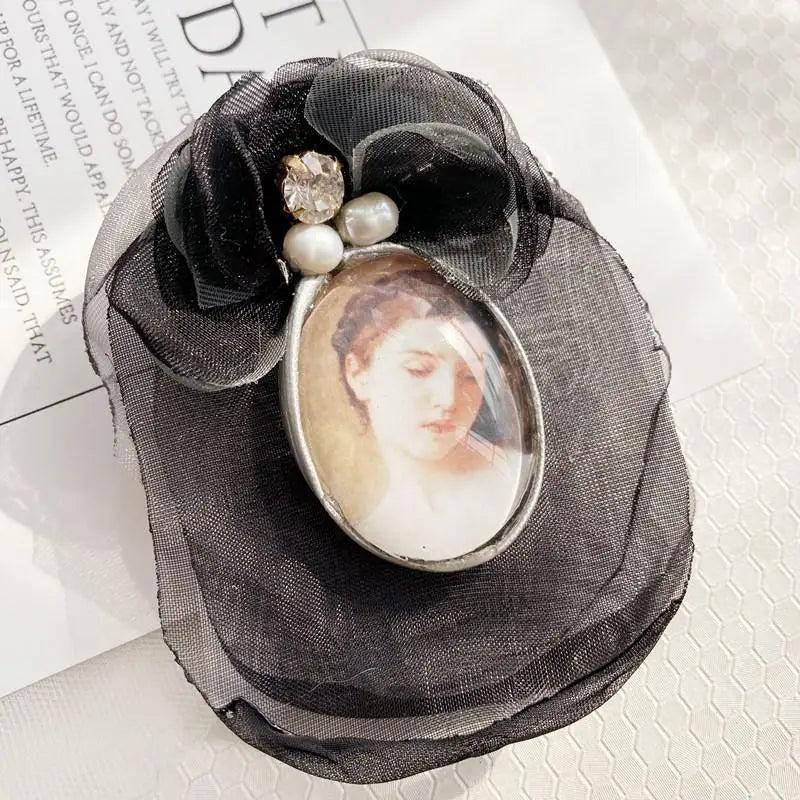 Vintage Crystal Chain Tassel Brooch Pin for Women