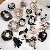 Vintage Crystal Chain Tassel Brooch Pin for Women