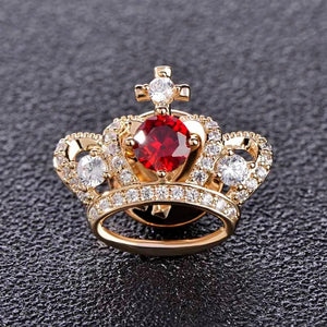 Red Crown Brooches Full Rhinestones Zircons Wedding Corsage Pins Jewelry