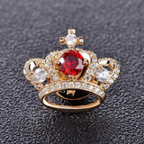 Red Crown Brooches Full Rhinestones Zircons Wedding Corsage Pins Jewelry