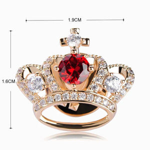 Red Crown Brooches Full Rhinestones Zircons Wedding Corsage Pins Jewelry