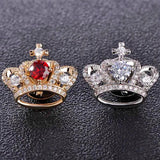 Red Crown Brooches Full Rhinestones Zircons Wedding Corsage Pins Jewelry