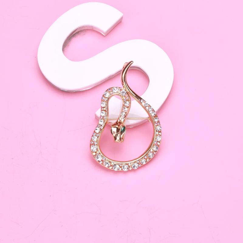 Rhinestone Snake Brooches Unisex Attacking Animal Pin