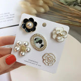 Camellia Flower Brooch Bow Knot Crown Pearl Rose Flower Clothing Accessory Set