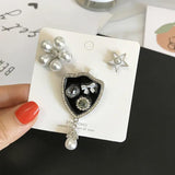 Camellia Flower Brooch Bow Knot Crown Pearl Rose Flower Clothing Accessory Set