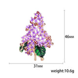 Purple Flower Brooch Green Leaves Enamel Pin Jewelry