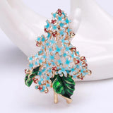 Purple Flower Brooch Green Leaves Enamel Pin Jewelry