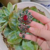 Neovisson Vintage Crystal Flower Brooch Pin Women Retro Crystal Jewelry Ethnic