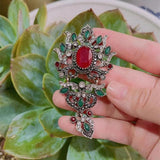 Neovisson Vintage Crystal Flower Brooch Pin Women Retro Crystal Jewelry Ethnic
