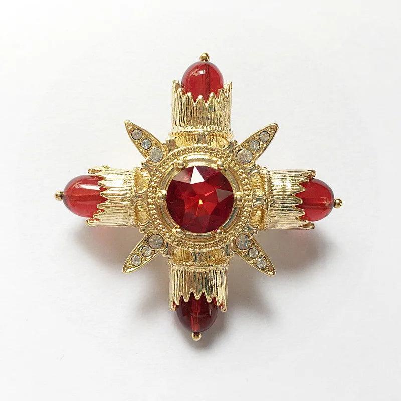 Sunspicems Crystal Brooch Pendant for Women Morocco Wedding Jewelry Caftan Pin