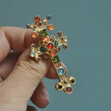 Sunspicems Crystal Brooch Pendant for Women Morocco Wedding Jewelry Caftan Pin