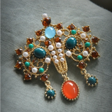 Sunspicems Crystal Brooch Pendant for Women Morocco Wedding Jewelry Caftan Pin