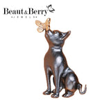 Enamel Gray Cat Kissing Butterfly Brooch for Women