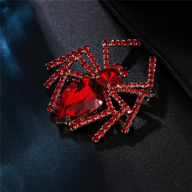 Colorful Spider Brooch, Rhinestone Animal Corsage Jewelry