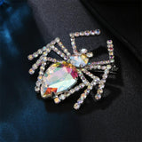 Colorful Spider Brooch, Rhinestone Animal Corsage Jewelry