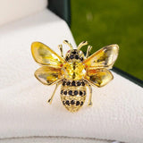 Bee Cubic Zircon Brooch Enamel Animal Pin
