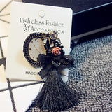 Rabbit Crown Fur Charm Pearl Brooch Pins Tassel Winter Brooches