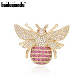 Micro Pave Fuschia CZ Big Hip Bee Brooch