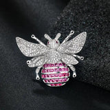 Micro Pave Fuschia CZ Big Hip Bee Brooch