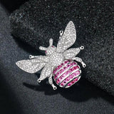 Micro Pave Fuschia CZ Big Hip Bee Brooch
