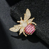 Micro Pave Fuschia CZ Big Hip Bee Brooch