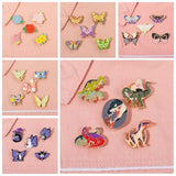 Animal Enamel Pin Set, Butterfly Dinosaur Bat Flower Brooches