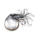 Coral Jade Octopus Brooch Men Women Charms Pins Pendant Silver Jewelry
