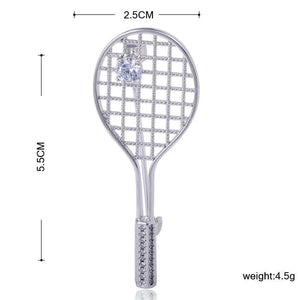 Copper Zircon Badminton Racket Brooch for Women Men
