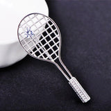 Copper Zircon Badminton Racket Brooch for Women Men