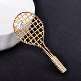 Copper Zircon Badminton Racket Brooch for Women Men