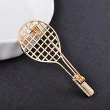 Copper Zircon Badminton Racket Brooch for Women Men