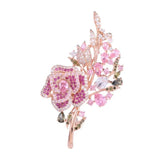 Pink Crystal Flower Brooch Pin Wedding Jewelry