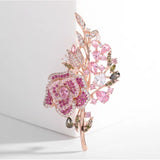 Pink Crystal Flower Brooch Pin Wedding Jewelry